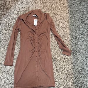 Abercrombie & Fitch Brown Long-Sleeve Dress